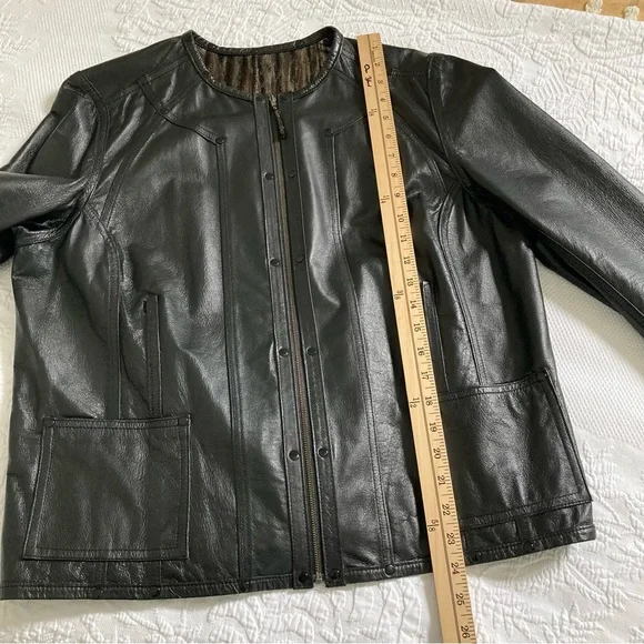 Chico’s genuine Leather reversible jacket metallic & black women’s M, 12 - Picture 2 of 12